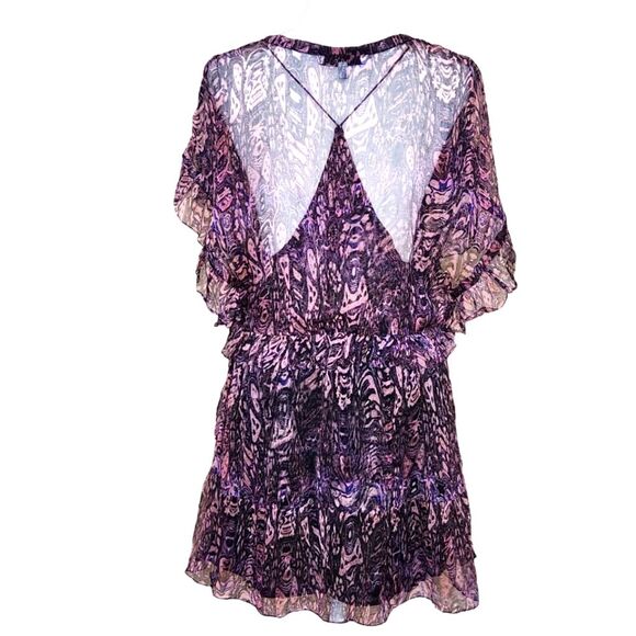 IRO Gilio Ruffled Chiffon Dress Pink Purple Black Sheer Layered Size 36/US 6 - Picture 7 of 15